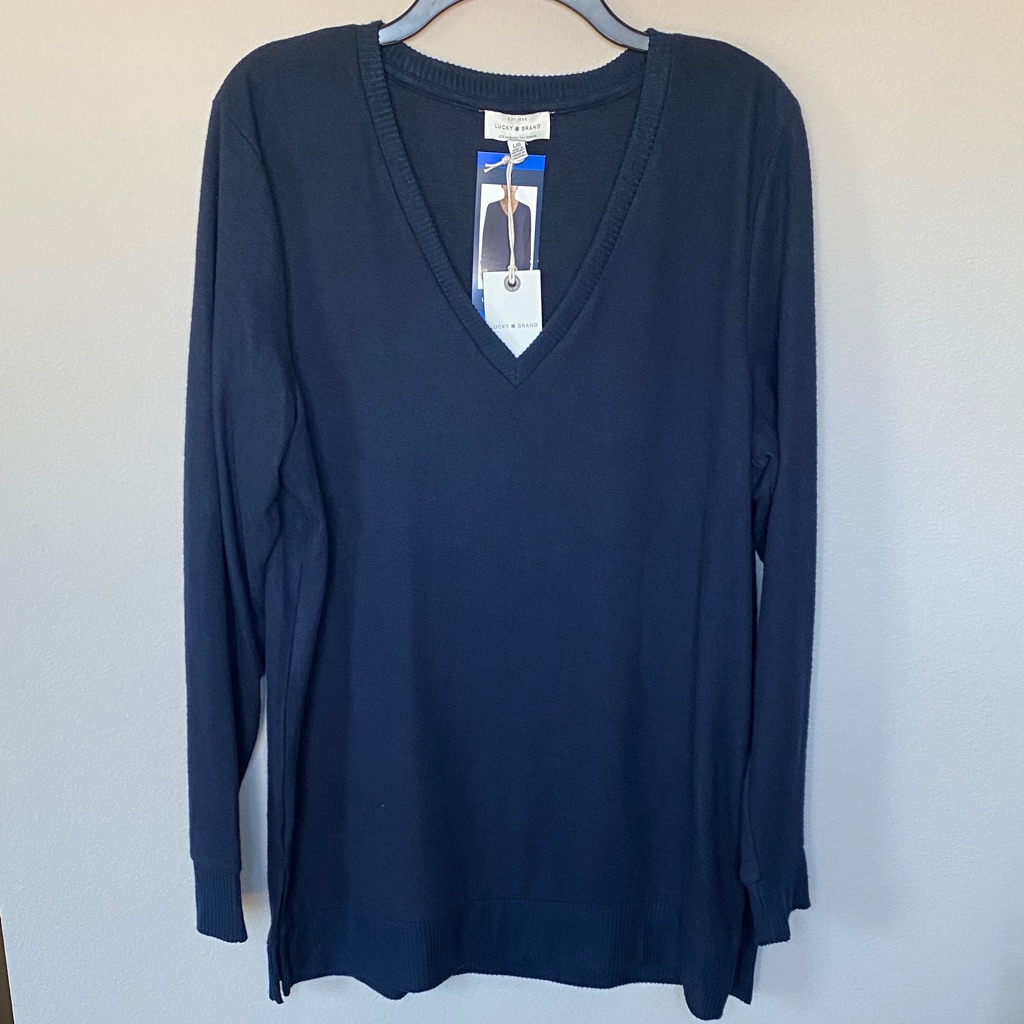 Nwt Lucky Brand Navy V-Neck Sweater